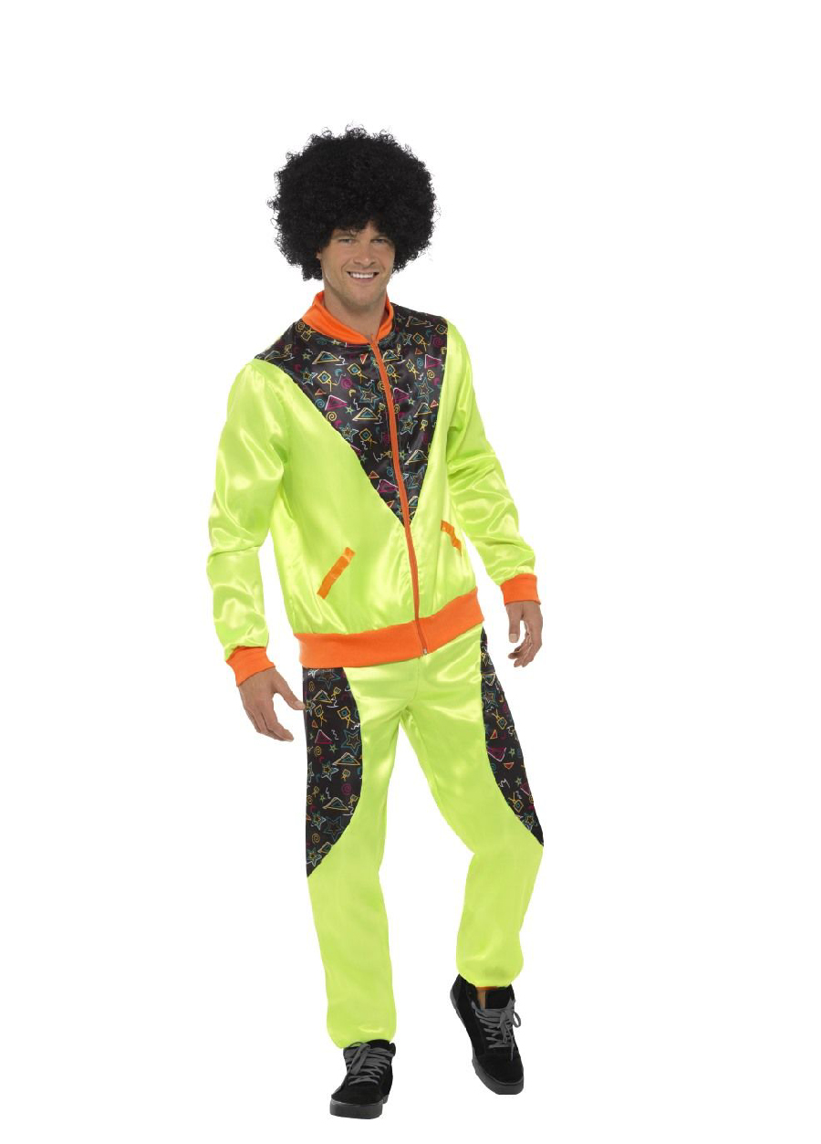 80's Retro Mens Tracksuit (Yellowish/Green) Costume L - Foxxiegal Costumes